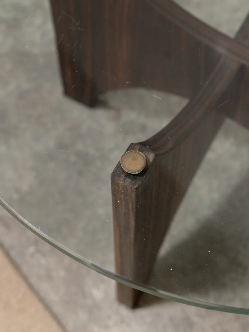 Donna, la table basse en verre et palissandre N°1070
