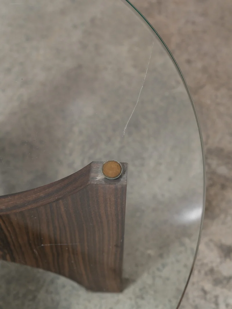 Donna, la table basse en verre et palissandre N°1070