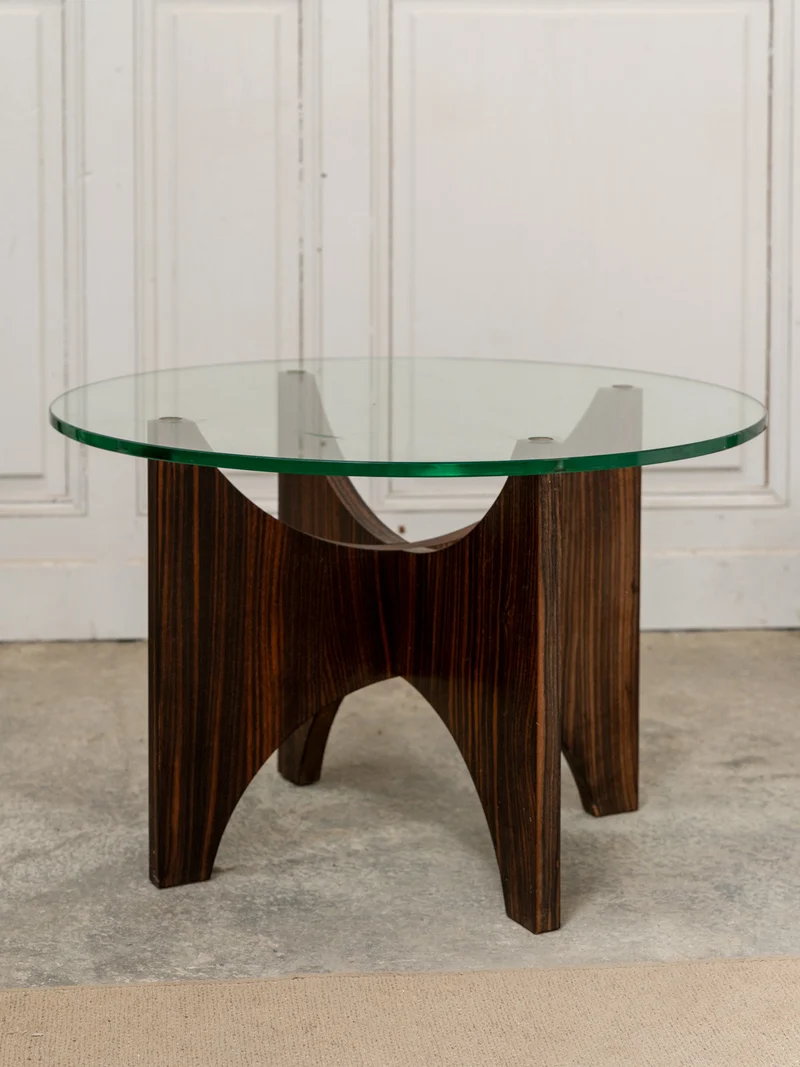 Donna, la table basse en verre et palissandre N°1070