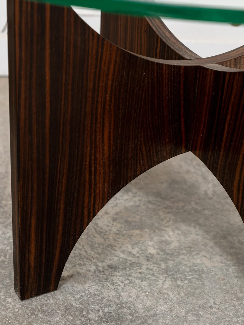 Donna, la table basse en verre et palissandre N°1070