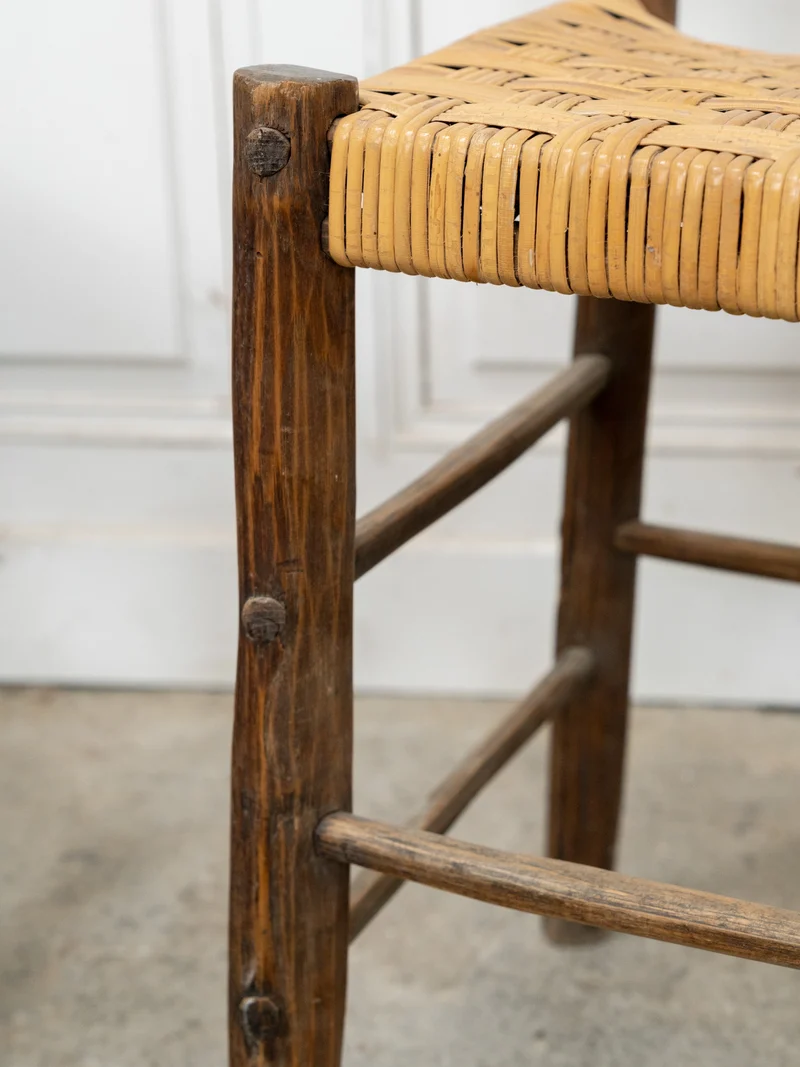 Claude, la paire de chaises anciennes en bois et rotin N°1390