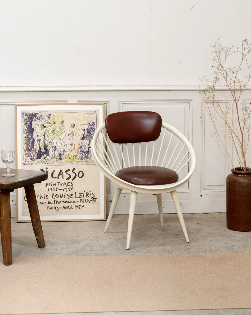 Jakob, le fauteuil circle en cuir par Yngve Ekström N°1293