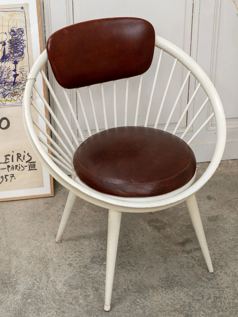 Jakob, le fauteuil circle en cuir par Yngve Ekström N°1293