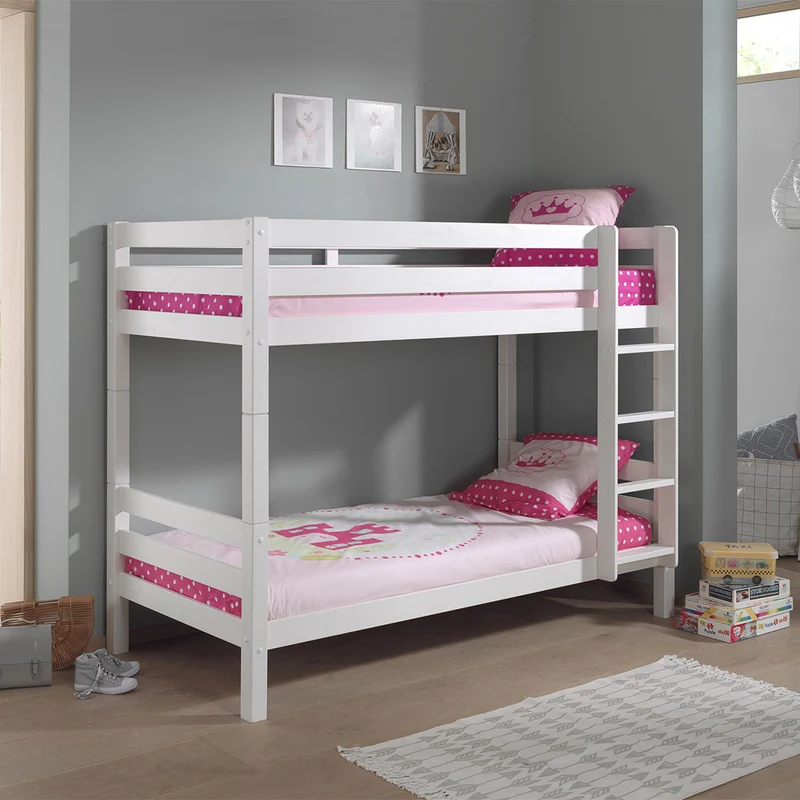Lit Superposé 90x200 Hauteur 160 cm Sommier Inclus Vipack Pino - Blanc