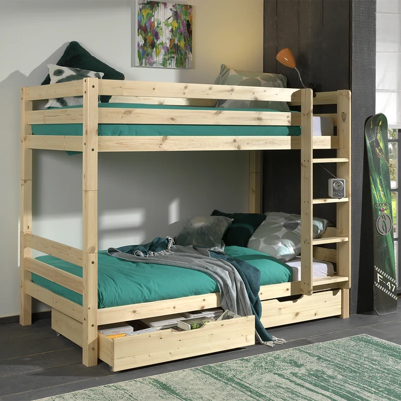 Lit Superposé 90x200 Hauteur 160 cm Sommier Inclus Vipack Pino - Bois