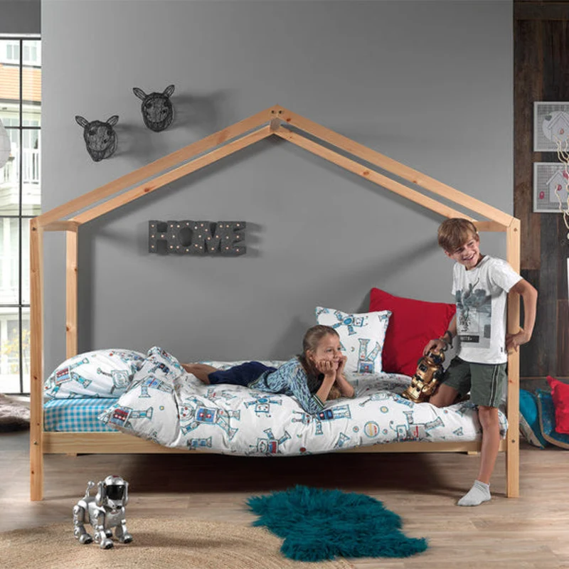 Lit cabane ZH 90x200 Sommier inclus Vipack Dallas - Bois