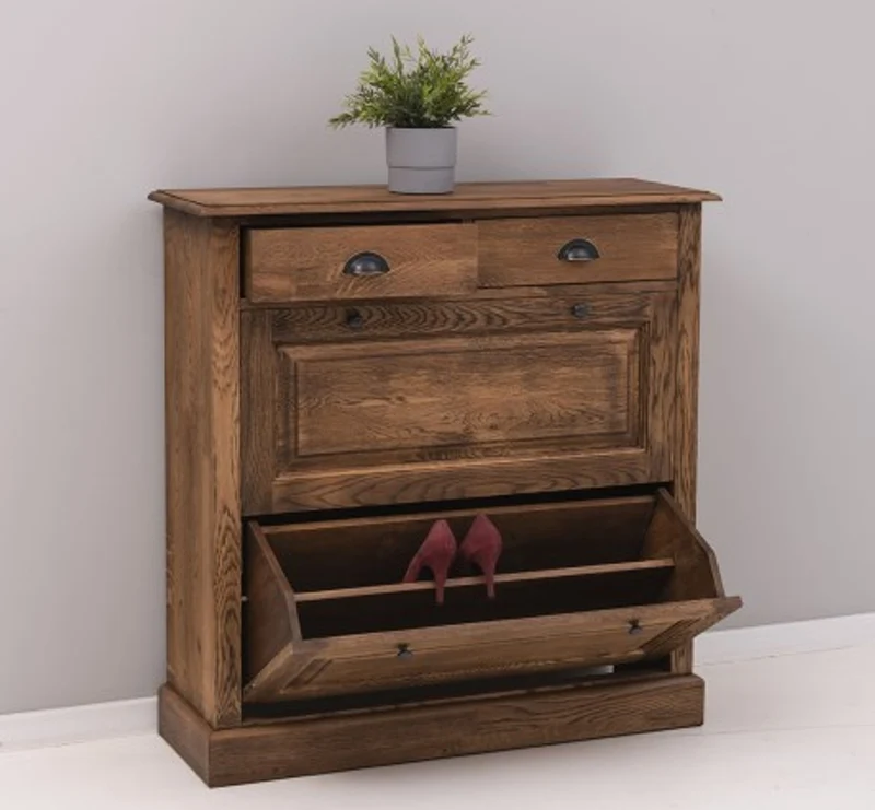 Casa Padrino Schuhschrank im Landhausstil mit 2 Türen und 2 Schubladen, 103 x 35 x 105 cm
