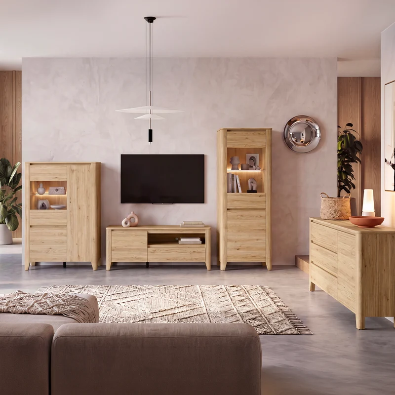 Meuble TV 1 porte 1 tiroir 161 cm Samara Bois