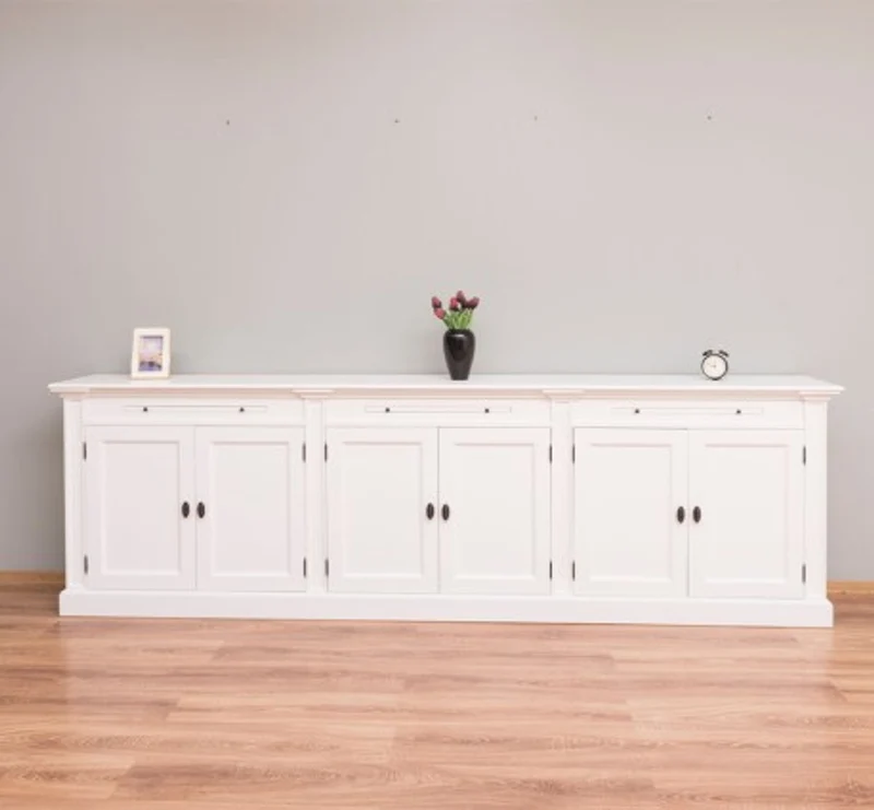 Casa Padrino Bücherregal im Landhausstil mit 6 Türen, 300 x 42 x 90 cm
