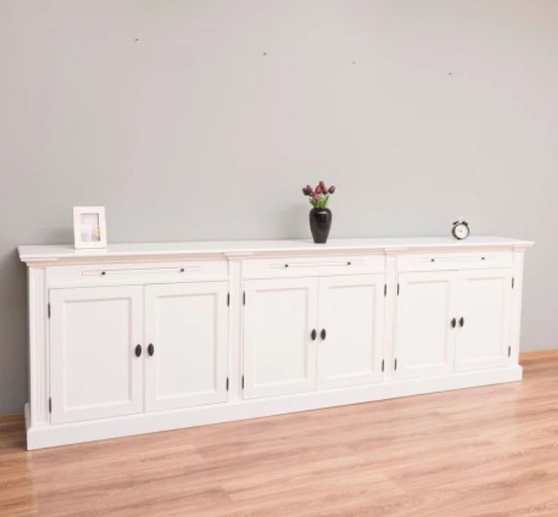 Casa Padrino Bücherregal im Landhausstil mit 6 Türen, 300 x 42 x 90 cm