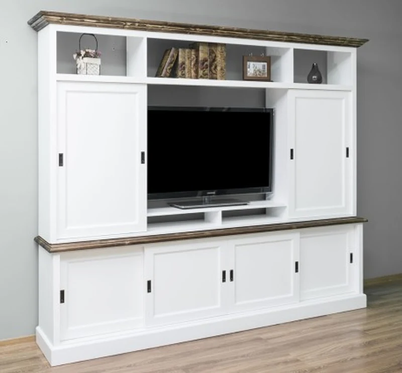 Casa Padrino TV Schrank im Landhausstil mit 6 Schiebetüren, 254 x 46 x 210 cm