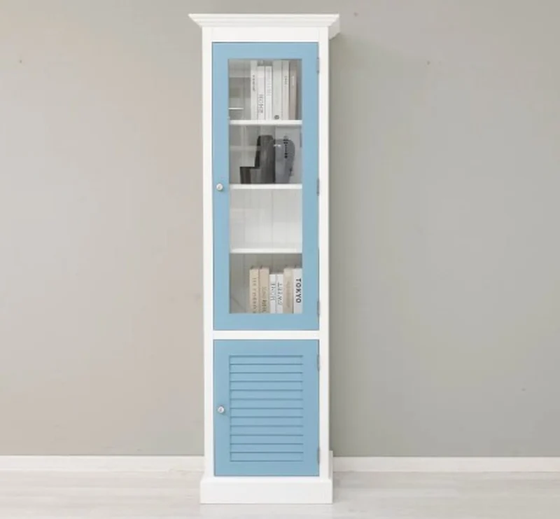 Casa Padrino Vitrine im Landhausstil mit 1 Glastür, 64 x 39 x 210 cm