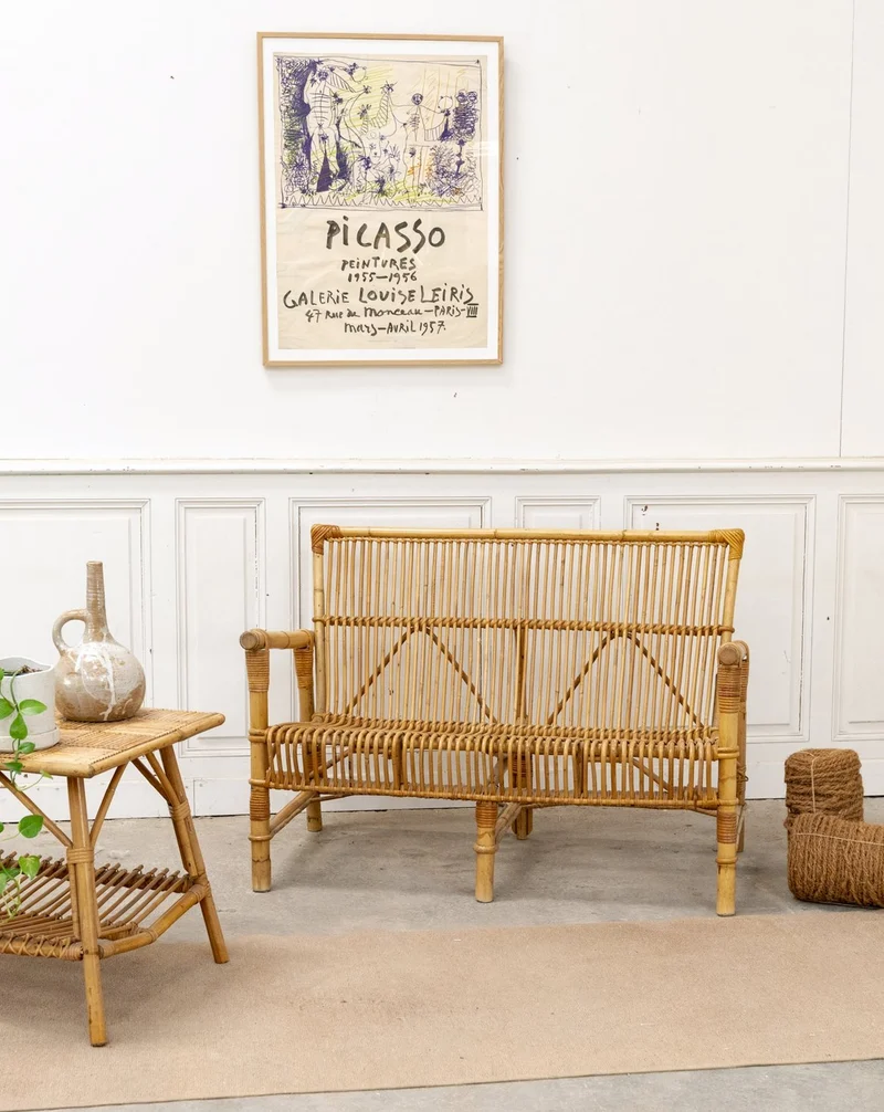 Martine, la banquette deux places en rotin N°55