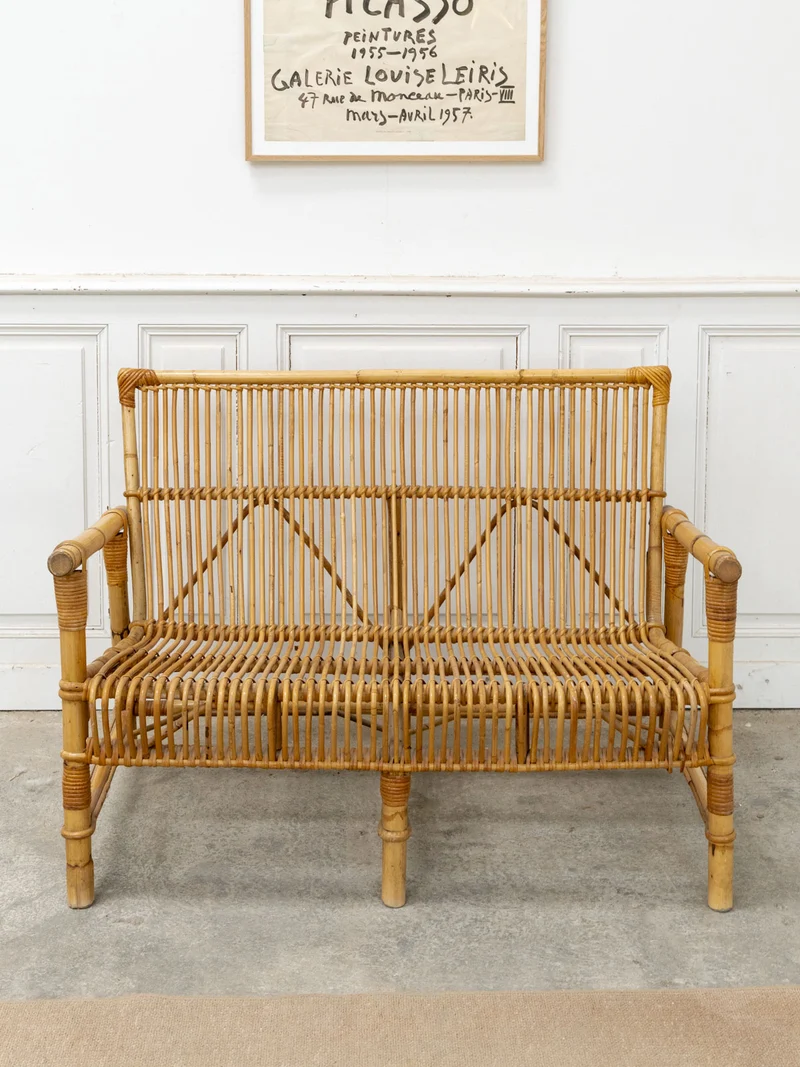 Martine, la banquette deux places en rotin N°55