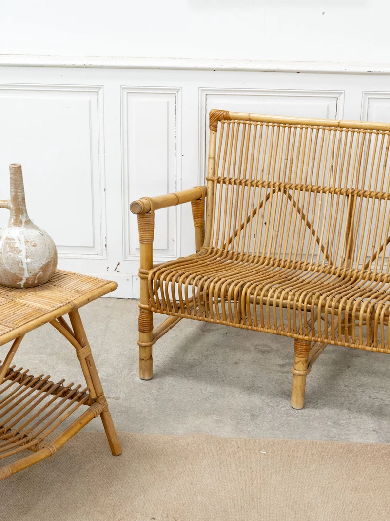 Martine, la banquette deux places en rotin N°55