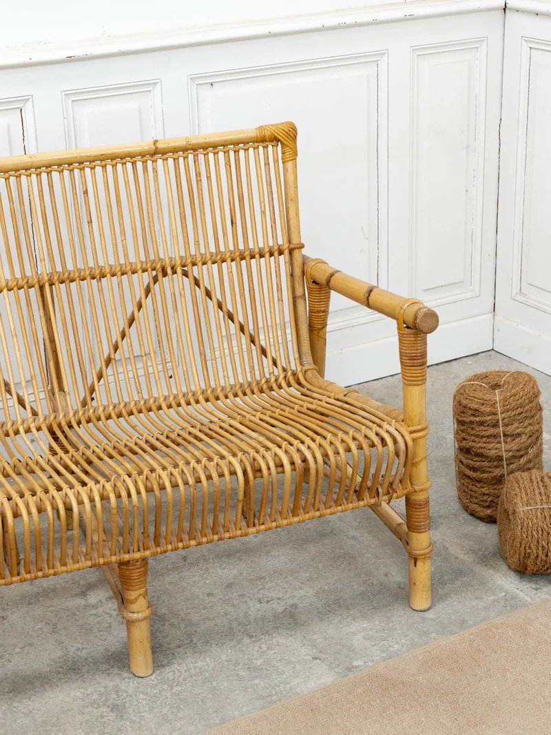 Martine, la banquette deux places en rotin N°55
