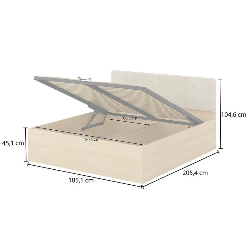 Lit coffre 180x200 sommier inclus Téana Bois et Beige