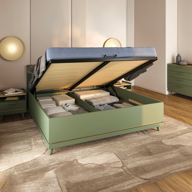 Lit coffre 180x200 sommier inclus Sandy Vert