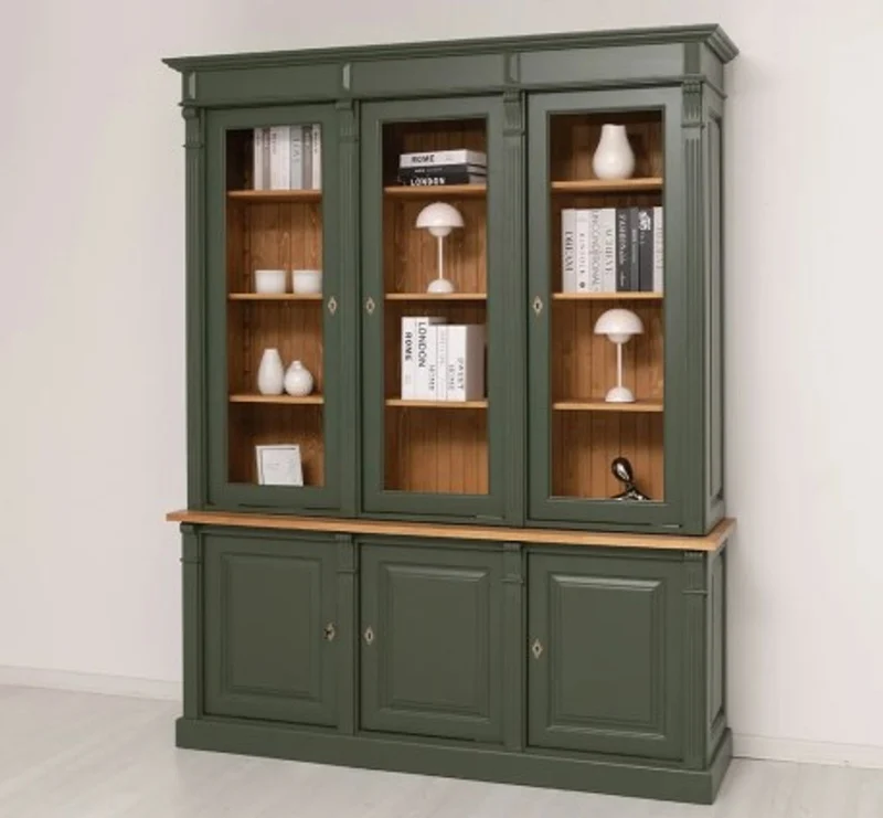 Casa Padrino Vitrine im Landhausstil mit 3 Türen, 183 x 51 x 228 cm