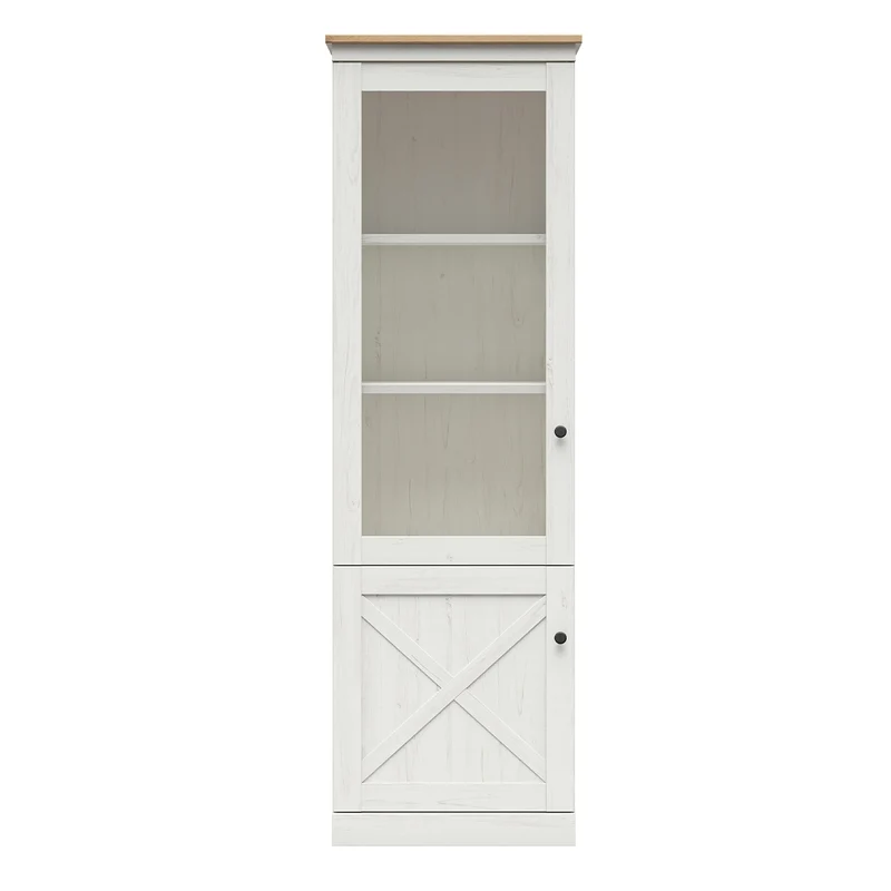 Vitrine 2 portes Victoria Blanc et Bois