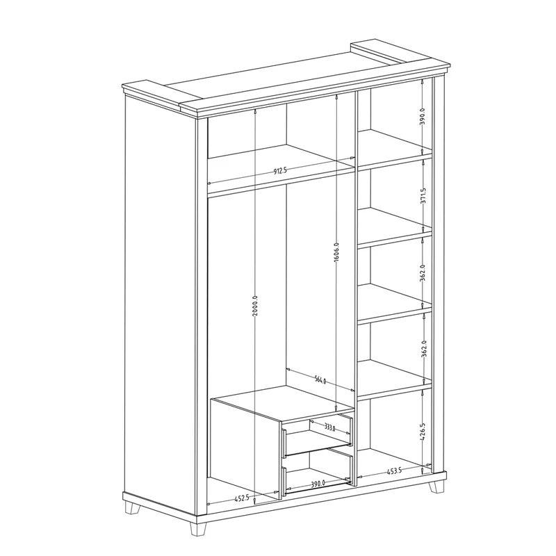 Armoire 3 portes Martin Vert et Bois