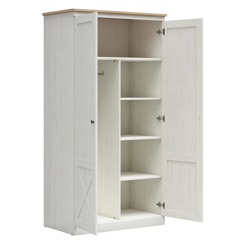 Armoire 2 portes Victoria Blanc et Bois