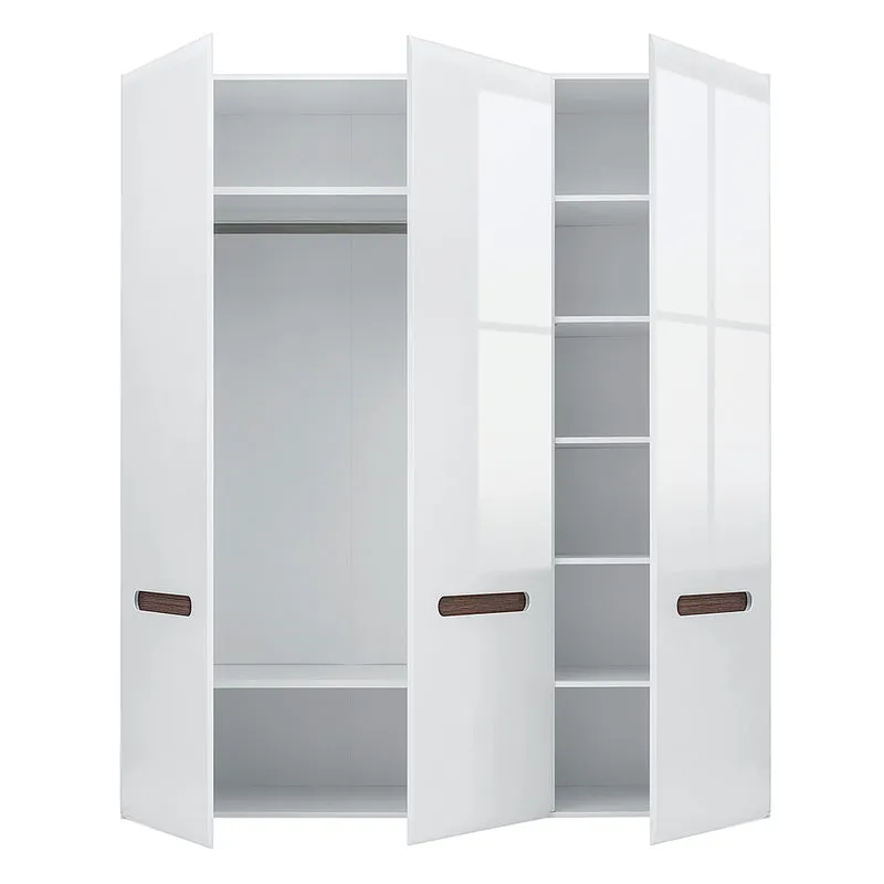 Armoire 3 portes Darrel Blanc laqué et Bois