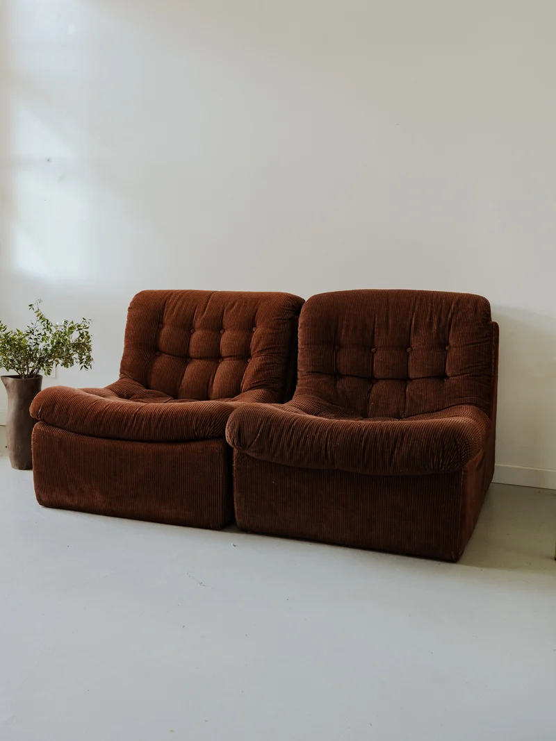 Jakob, la paire de fauteuils en velours côtelé marron N°1288