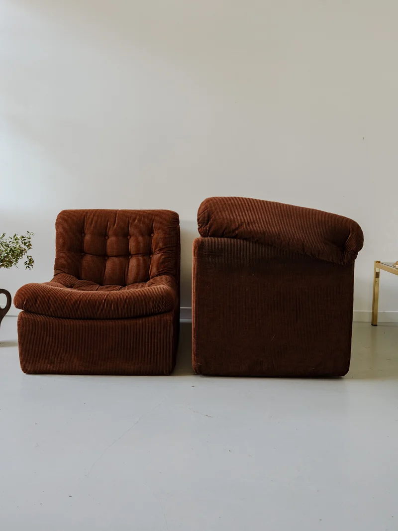 Jakob, la paire de fauteuils en velours côtelé marron N°1288