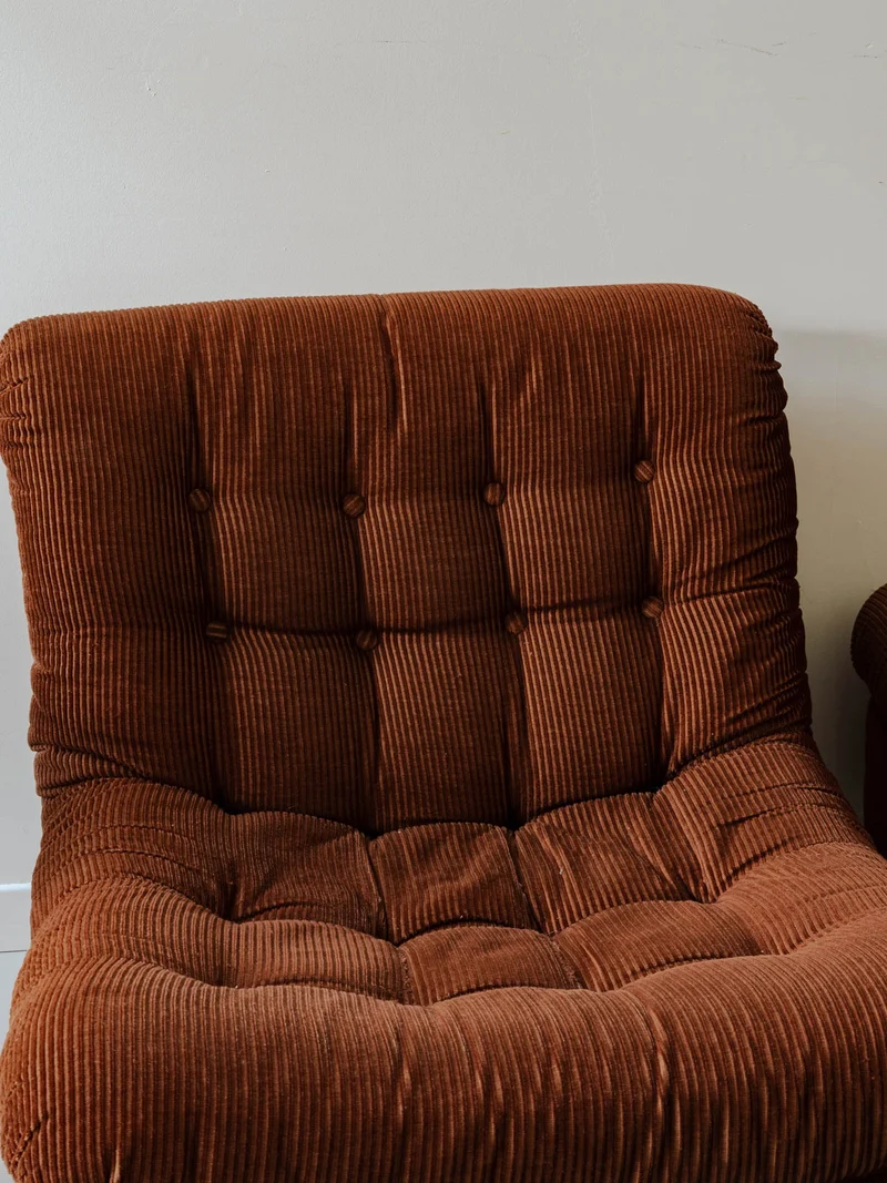 Jakob, la paire de fauteuils en velours côtelé marron N°1288