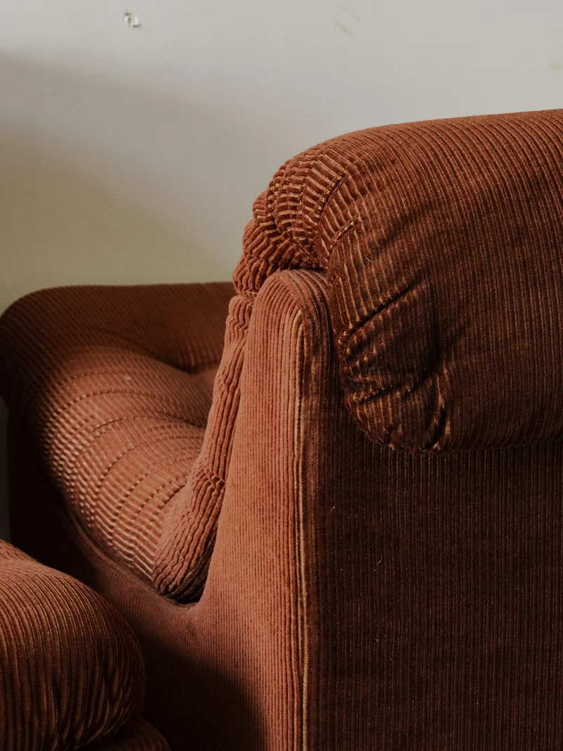 Jakob, la paire de fauteuils en velours côtelé marron N°1288