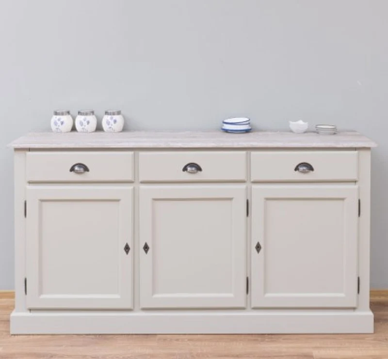 Casa Padrino Sideboard im Landhausstil mit 3 Türen, 3 Schubladen und Eichenholzplatte, 172 x 45 x 90 cm