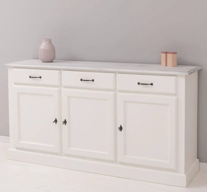 Casa Padrino Sideboard im Landhausstil mit 3 Türen, 3 Schubladen und Eichenholzplatte, 172 x 45 x 90 cm