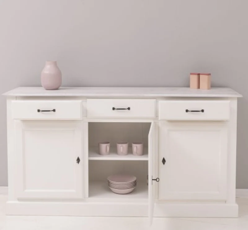 Casa Padrino Sideboard im Landhausstil mit 3 Türen, 3 Schubladen und Eichenholzplatte, 172 x 45 x 90 cm