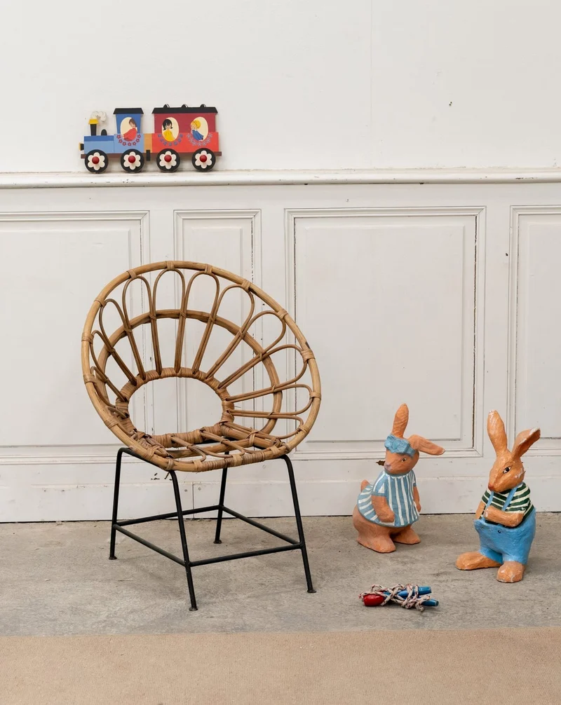 Marcus, le fauteuil pour enfant en rotin et métal N°328