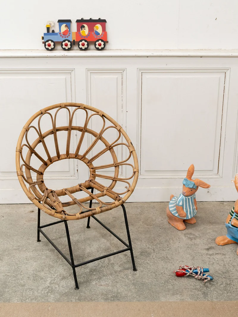 Marcus, le fauteuil pour enfant en rotin et métal N°328