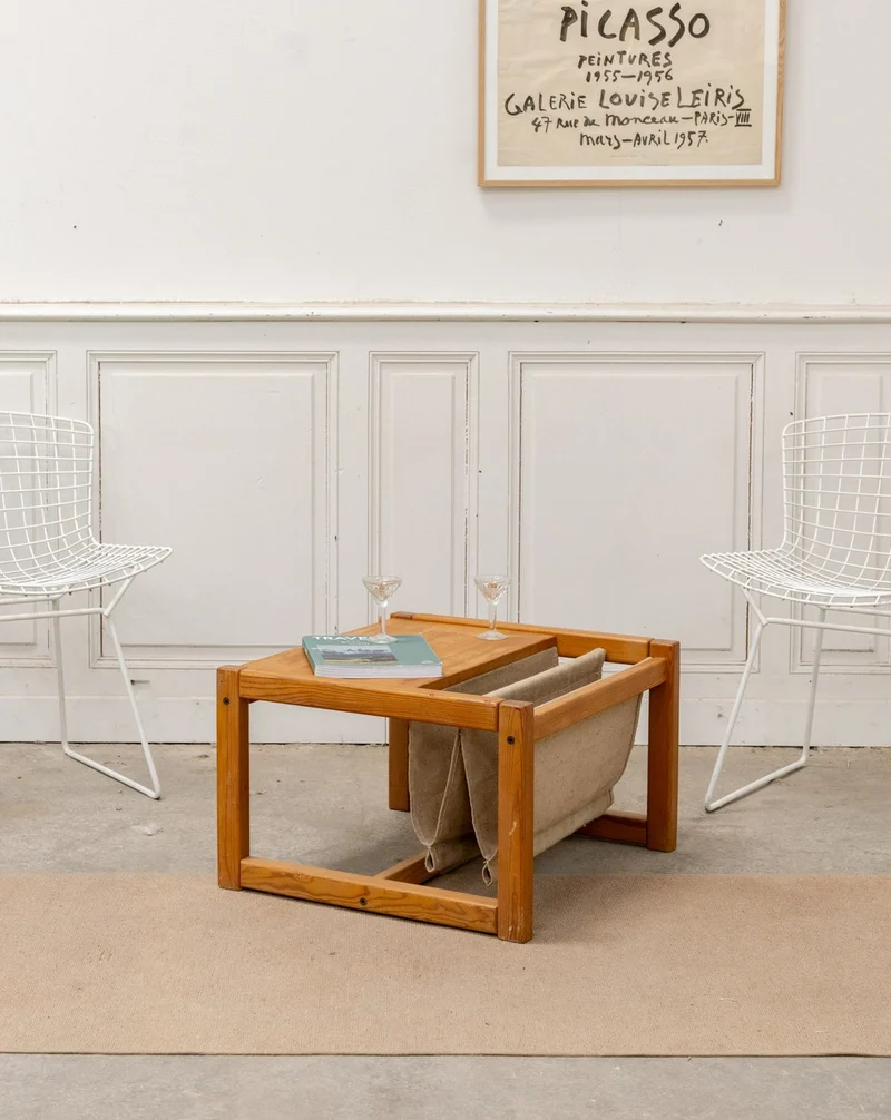 Donna, la table basse avec son porte-revue en toile N°1068