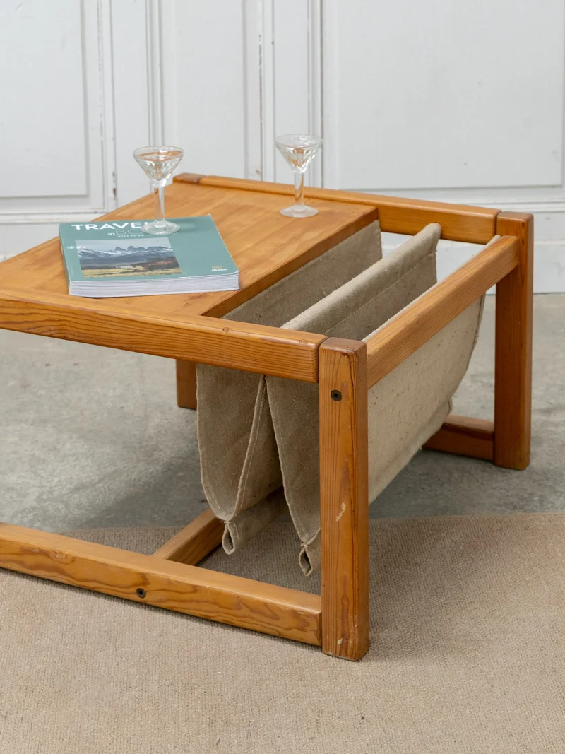 Donna, la table basse avec son porte-revue en toile N°1068