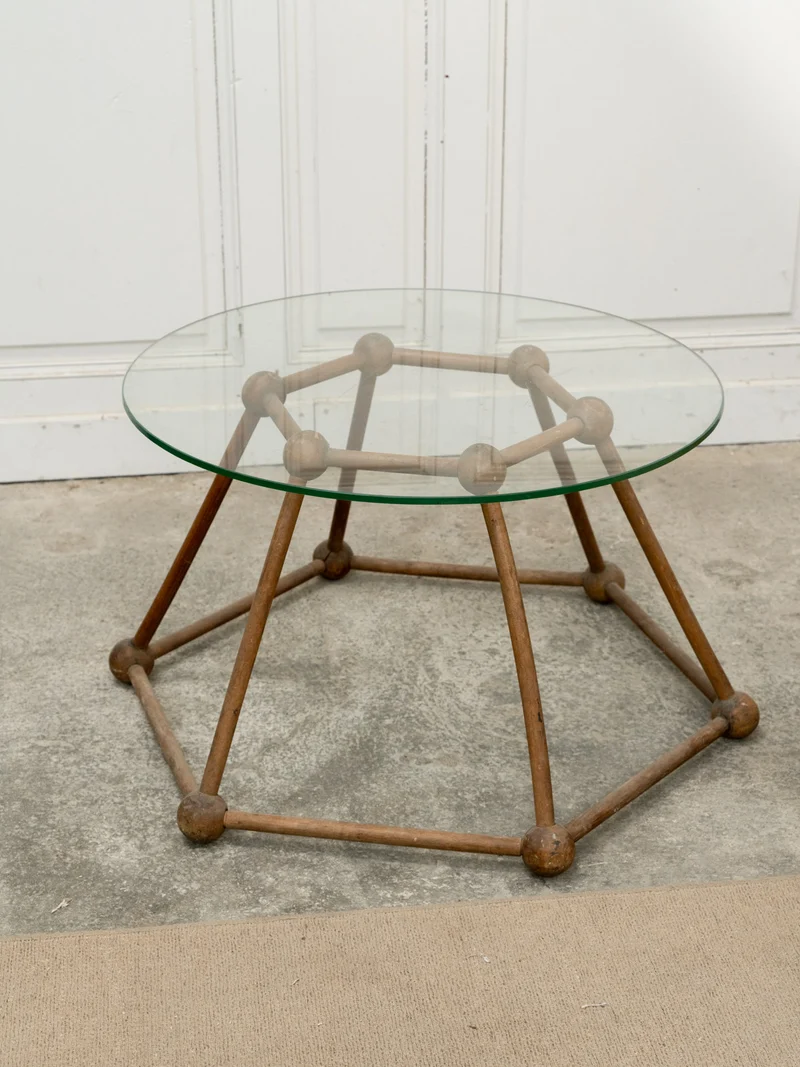 Donna, la table basse ronde en verre et bois N°1071