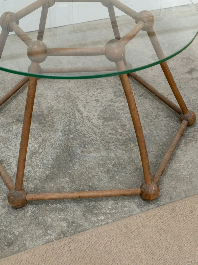Donna, la table basse ronde en verre et bois N°1071