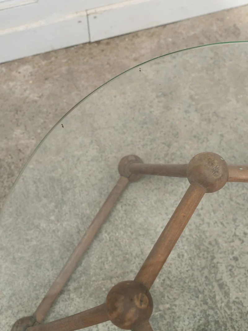Donna, la table basse ronde en verre et bois N°1071