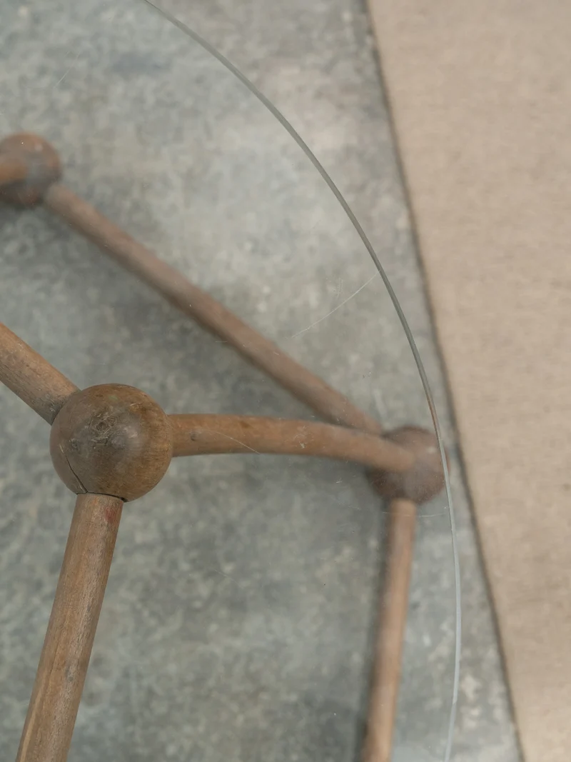 Donna, la table basse ronde en verre et bois N°1071