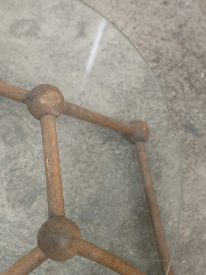 Donna, la table basse ronde en verre et bois N°1071