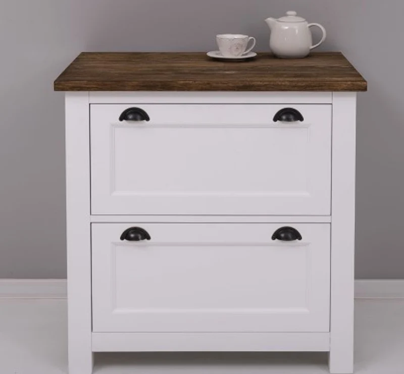 Casa Padrino Küchenschrank im Landhausstil mit 2 Schubladen und Eichenholzplatte, 92 x 65 x 90 cm