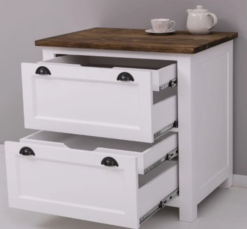 Casa Padrino Küchenschrank im Landhausstil mit 2 Schubladen und Eichenholzplatte, 92 x 65 x 90 cm