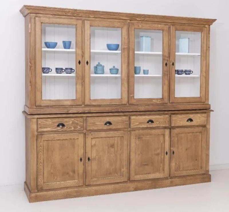 Casa Padrino Vitrine im Landhausstil mit 4 Türen und 4 Schubladen, 230 x 45 x 200 cm