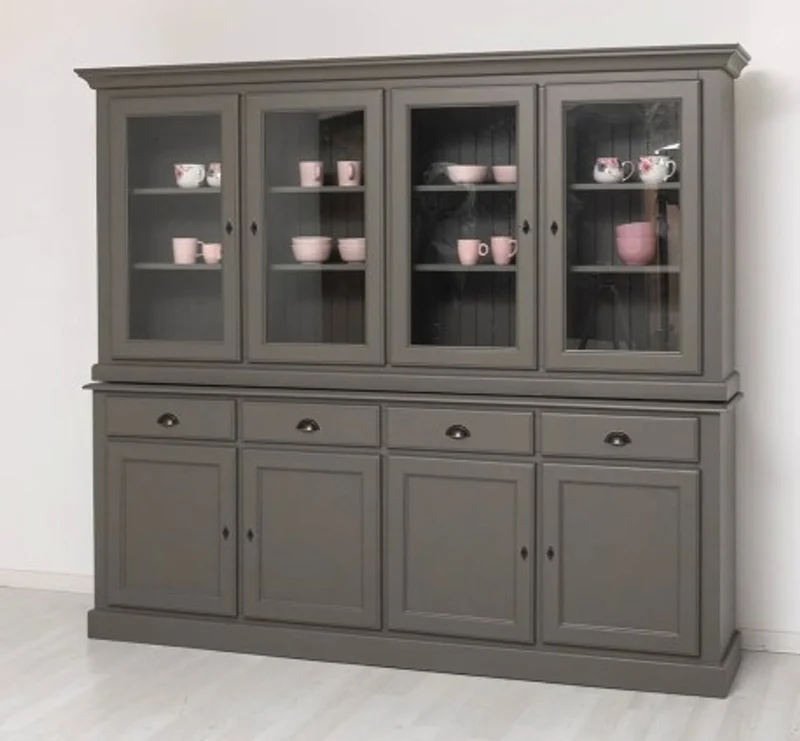 Casa Padrino Vitrine im Landhausstil mit 4 Türen und 4 Schubladen, 230 x 45 x 200 cm