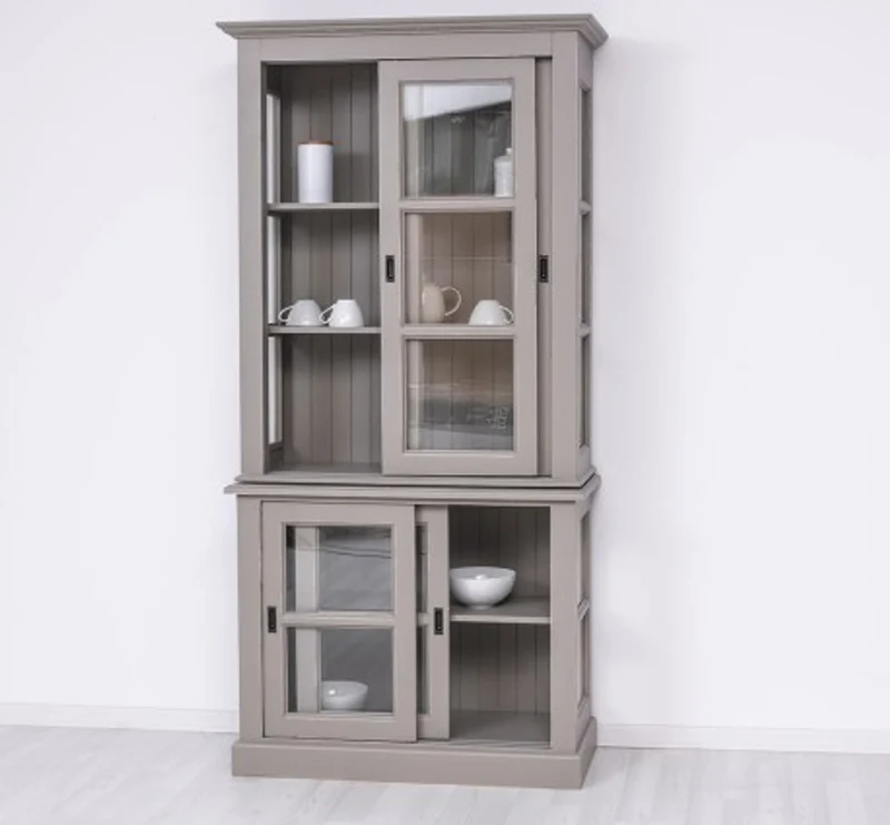 Casa Padrino Vitrine im Landhausstil mit 2 Türen, 110 x 47 x 220 cm