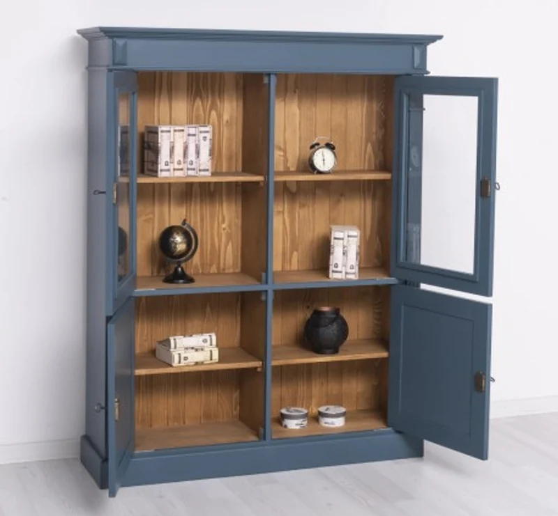 Casa Padrino Kleiderschrank im Landhausstil mit 2 Glastüren, 130 x 39 x 160 cm