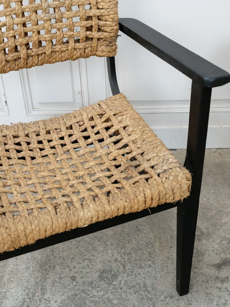 Ernest, le fauteuil Audoux Minet en hêtre et corde tressée N°1053